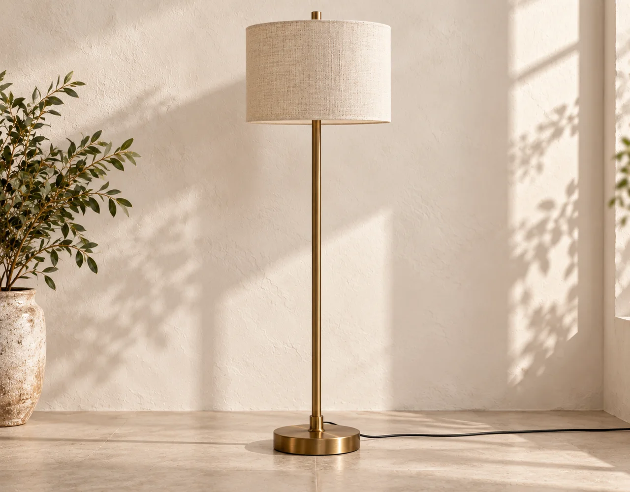 Floor lamps in a warm neutral editorial setting