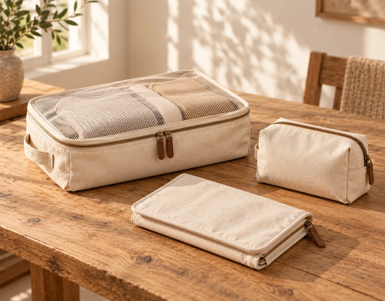 Fabric travel organisers and zipped pouches with practical compartments